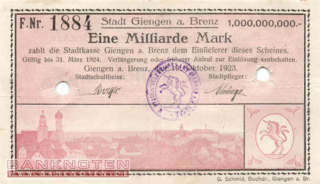 Giengen - 1 Billion Mark (#I23_1784i_VF)