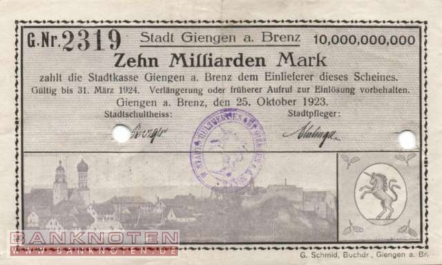 Giengen - 10 Billion Mark (#I23_1784p-1_VF)