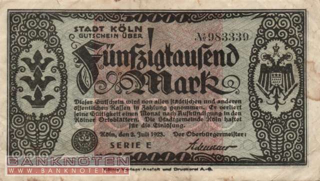 Köln - 50.000  Mark (#I23_2684b_VF)