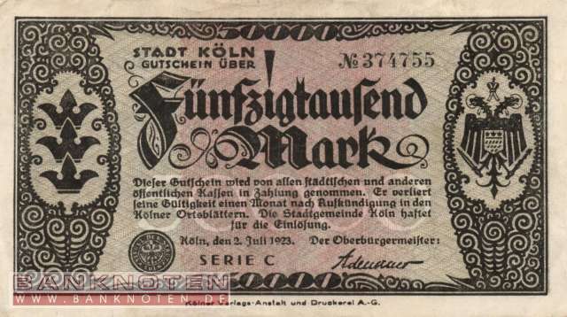 Köln - 50.000  Mark (#I23_2684d_VF)