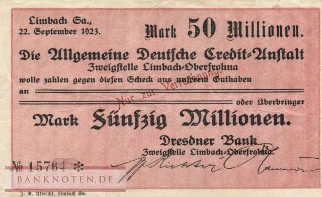 Limbach - 50 Millionen Mark (#I23_3276l-1_VG)