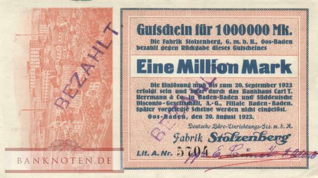 Oos-Baden - 1 Million Mark (#I23_4177a-3E_XF)