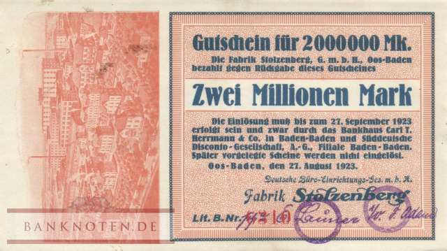 Oos-Baden - 2 Million Mark (#I23_4177a-4_XF)