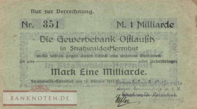 Strahwalde-Herrnhut - 1 Billion Mark (#I23_4901b_VF)