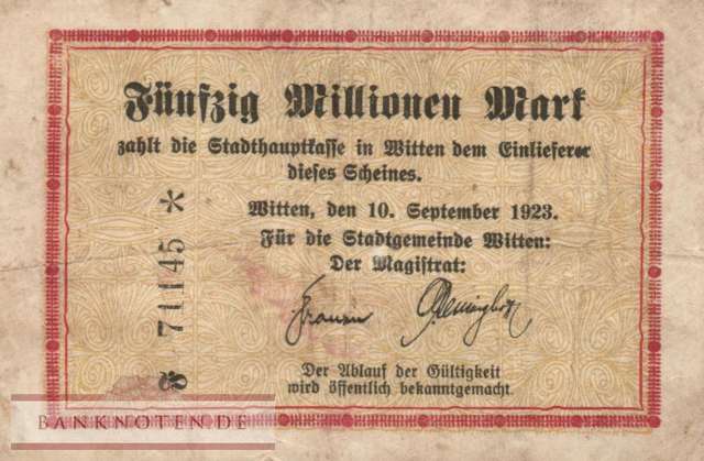 Witten - 50 Millionen Mark (#I23_5660f_VG)