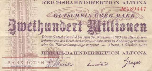 Reichsbahn Altona - 200 Million Mark (#RB001_11a_VF)