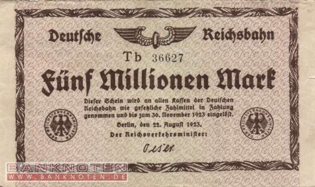 Reichsbahn Berlin - 5 Million Mark (#RB002_05c_VF)