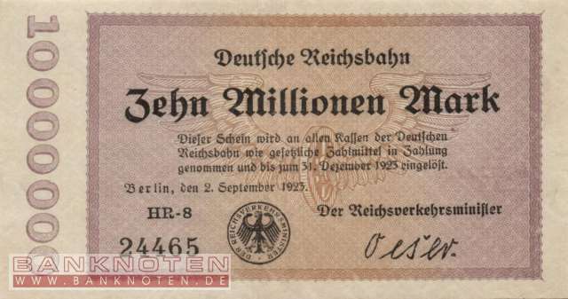Reichsbahn Berlin - 10 Millionen Mark (#RB002_09c_XF)