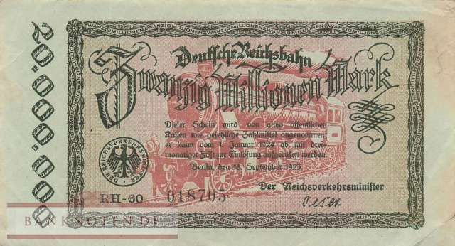 Reichsbahn Berlin - 20 Millionen Mark (#RB002_10b_VF)
