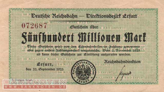 Reichsbahn Erfurt - 500 Millionen Mark (#RB007_06_VF)