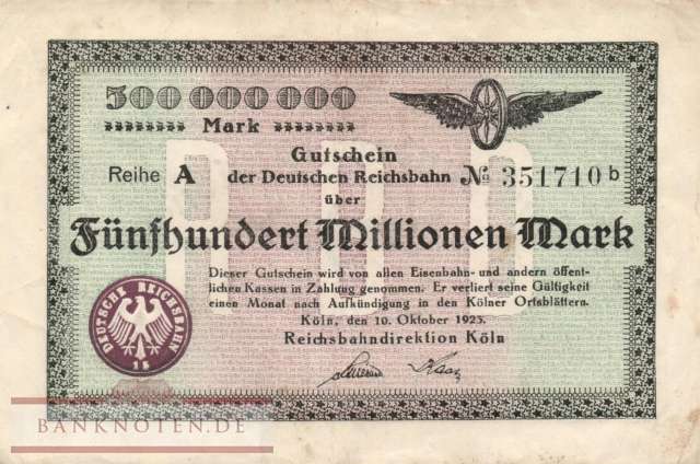 Reichsbahn Köln - 500 Millionen Mark (#RB013_12_VF)