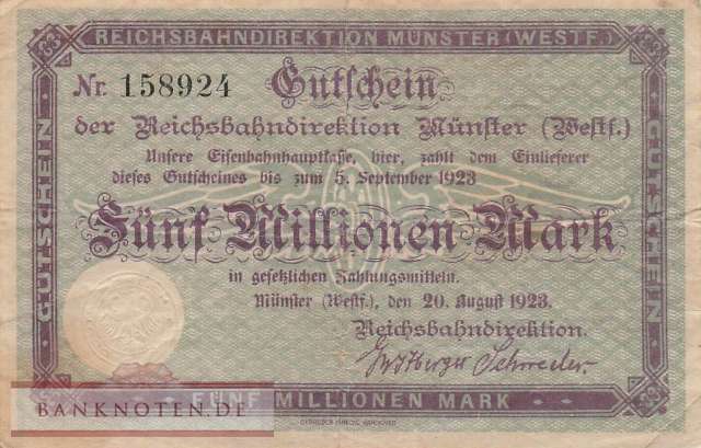 Reichsbahn Münster - 5 Million Mark (#RB018_06_F)
