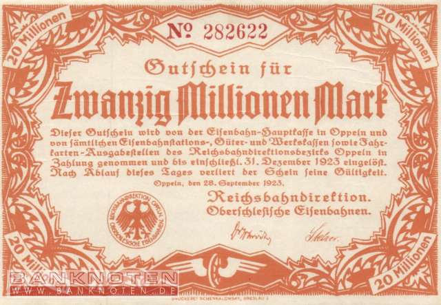 Reichsbahn Oppeln - 20 Millionen Mark (#RB019_06a_AU)