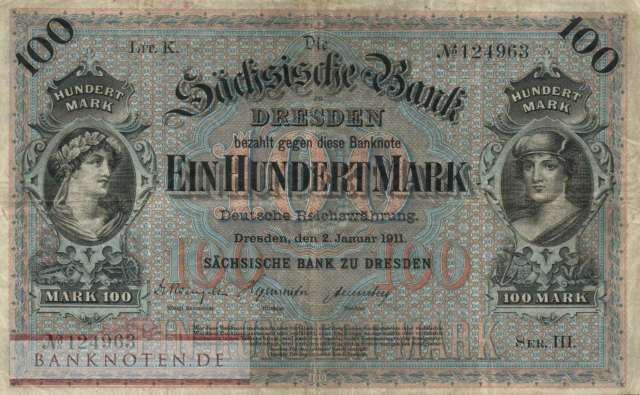 Sachsen - 100 Mark (#SAX08a_F)