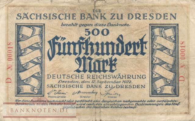 Sachsen - 500  Mark (#SAX11b_VG)