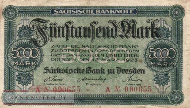 Sachsen - 5.000 Mark (#SAX14a_VG)