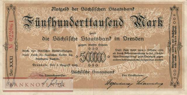 Sachsen - 500.000  Mark (#SAX29_F)