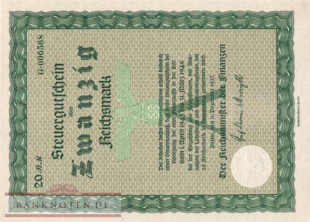 Germany - 20  Reichsmark - credit note (#SG003a_UNC)