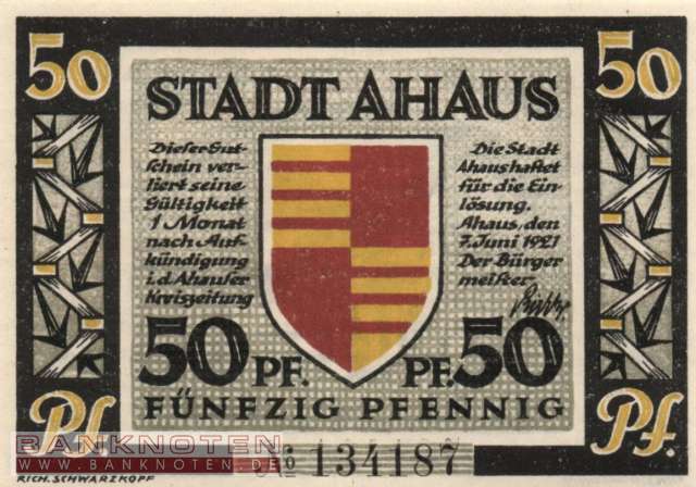 Ahaus - 50  Pfennig (#SS0003_1a-2_UNC)