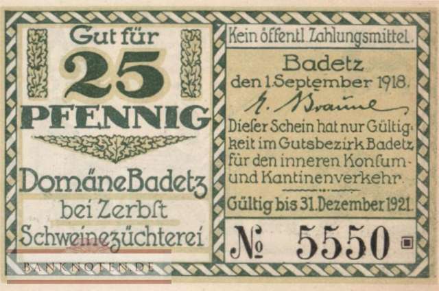 Badetz - 25  Pfennig (#SS0059_1-1-1_UNC)