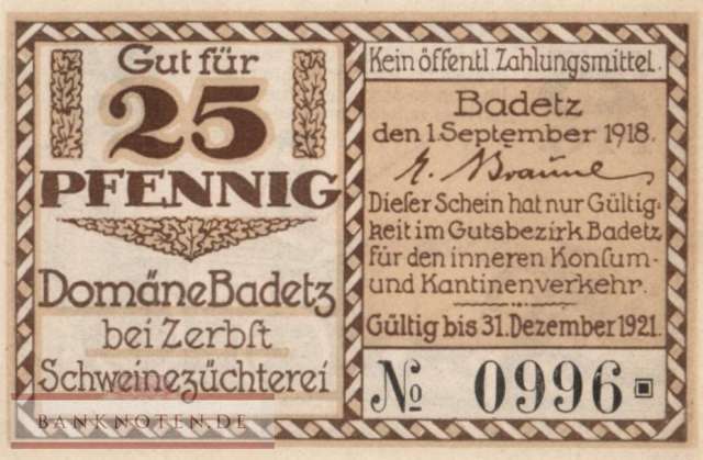 Badetz - 25  Pfennig (#SS0059_1-1-2_UNC)