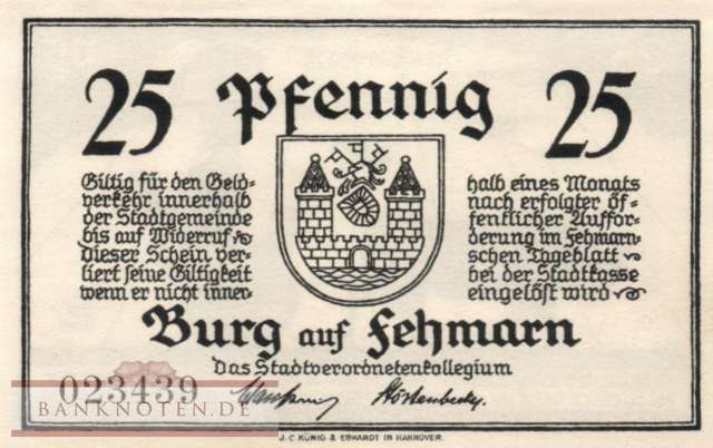 Burg auf Fehmarn - 25  Pfennig (#SS0207_1-1_UNC)