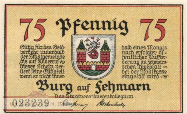 Burg auf Fehmarn - 75  Pfennig (#SS0207_1-3_UNC)
