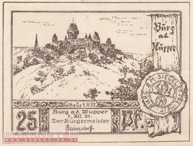 Burg an der Wupper - 25  Pfennig (#SS0209_1-1-4_AU)