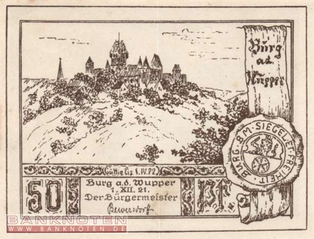 Burg an der Wupper - 50  Pfennig (#SS0209_1-2-3_AU)