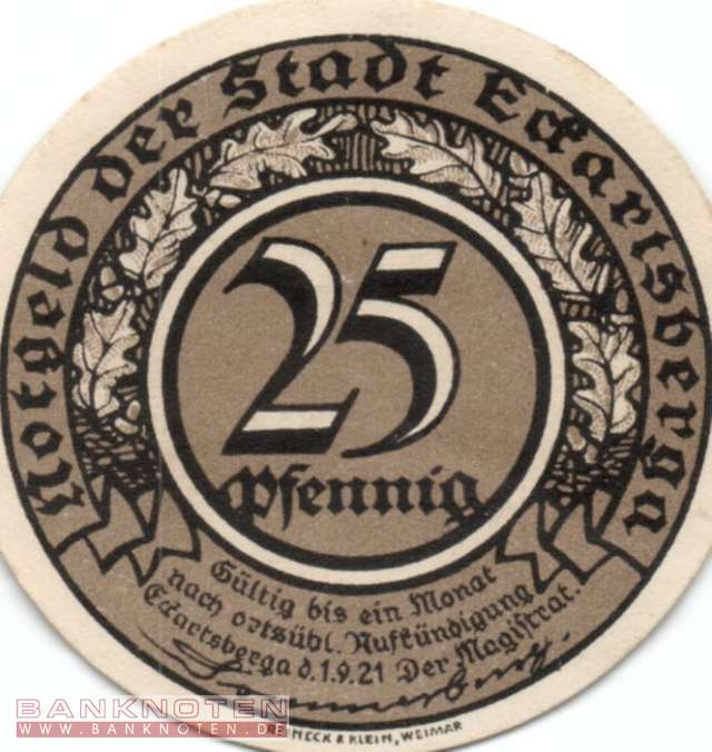 Eckartsberga - 25  Pfennig (#SS0305_4-4_UNC)
