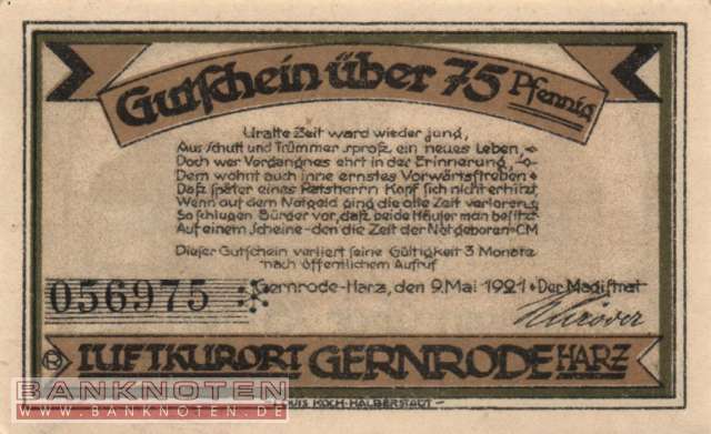 Gernrode - 75  Pfennig (#SS0423_2a-3-1_UNC)