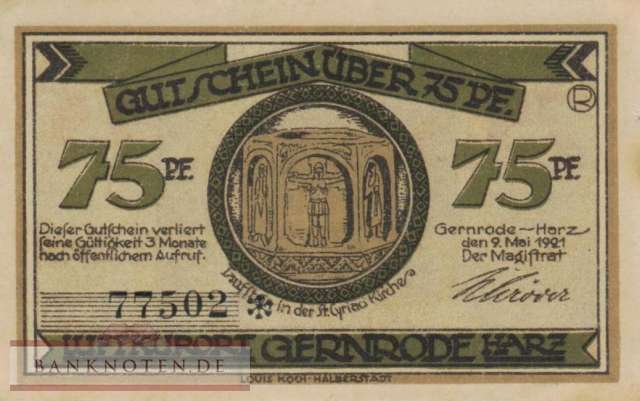 Gernrode - 75  Pfennig (#SS0423_2a-3-3_VF)