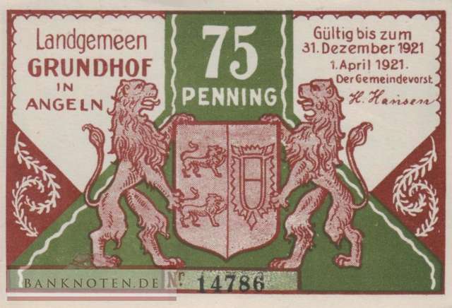 Grundhof in Angeln - 75  Pfennig (#SS0493_2-3_UNC)