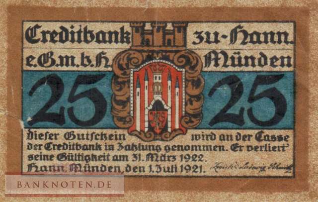 Hann. Münden - 25  Pfennig (#SS0577_1a-2_VG)