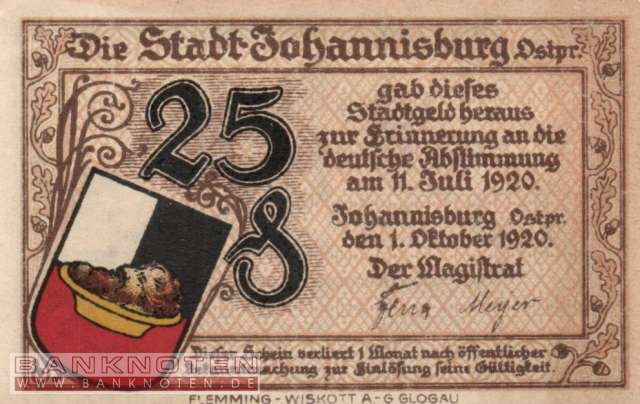 Johannisburg - 25  Pfennig (#SS0662_1b-3_VF)