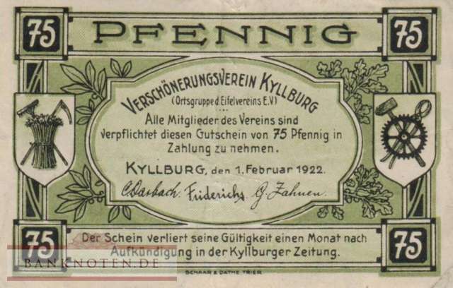 Kyllburg - 75  Pfennig (#SS0752_1-1_VF)