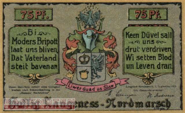 Langeness-Nordmarsch - 75  Pfennig (#SS0767_1-4_UNC)