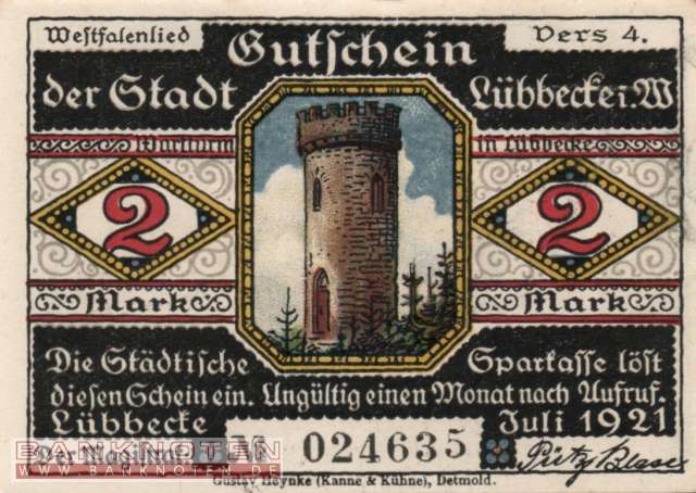 Lübbecke - 2  Mark (#SS0819_2a-4_UNC)