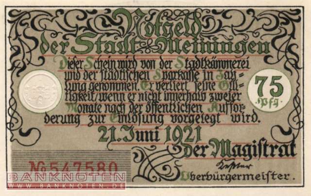 Meiningen - 75  Pfennig (#SS0877_2-3_UNC)