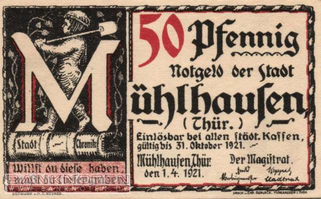 Mühlhausen - 50  Pfennig (#SS0905_1a-2_UNC)