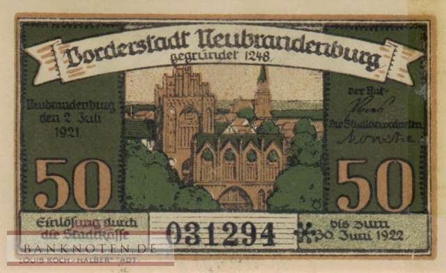 Neubrandenburg - 50  Pfennig (#SS0935_2a-2-2_VF)