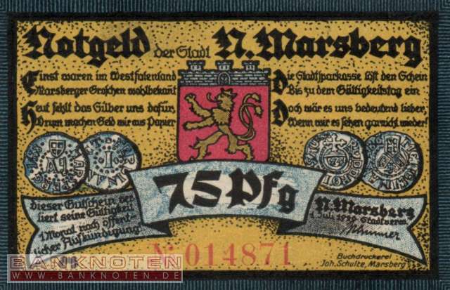 Nieder-Marsberg - 75  Pfennig (#SS0971_1-2_UNC)