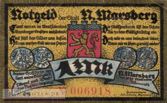 Nieder-Marsberg - 1  Mark (#SS0971_1-3_VF)