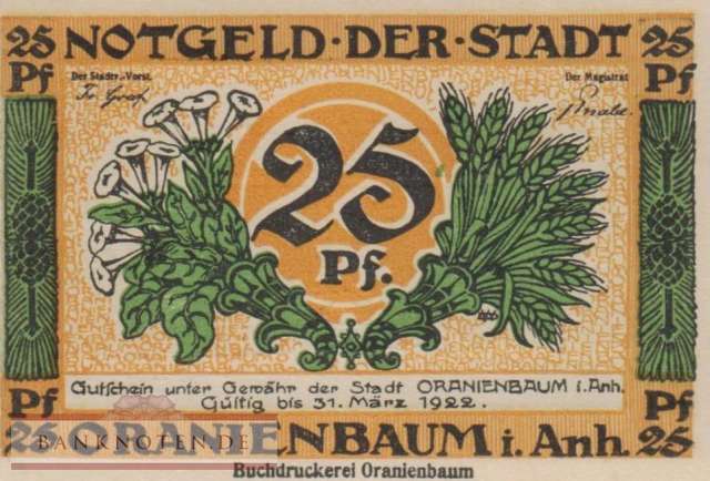 Oranienbaum - 25  Pfennig (#SS1024_1-1-4_UNC)