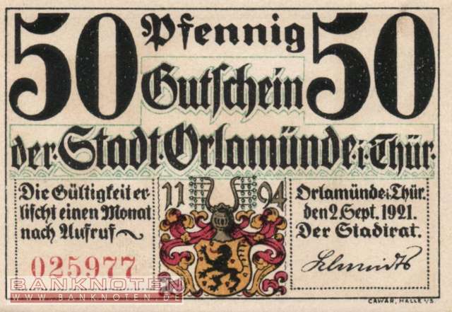 Orlamünde - 50  Pfennig (#SS1025_1a-2-6_UNC)