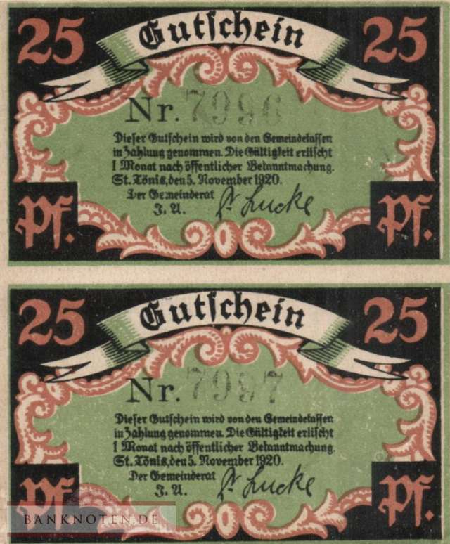 St. Tönis - 2x25  Pfennig (#SS1167_1a-1-3x_AU)