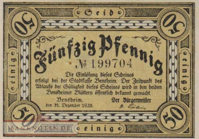 Bensheim - 50  Pfennig (#VAB020_2_UNC)