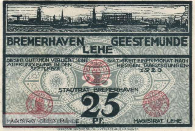 Bremerhaven, Geestemünde und Lehe - 25  Pfennig (#VAB086_3_AU)