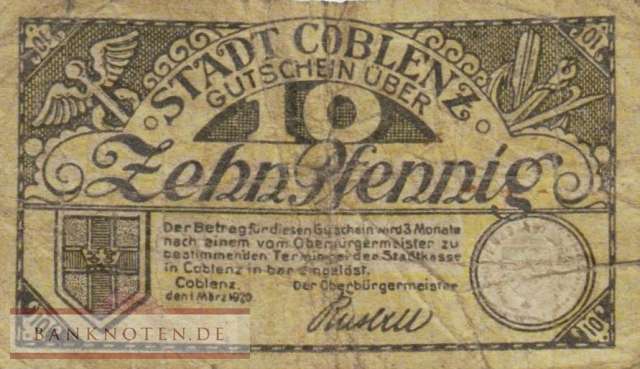 Coblenz - 10  Pfennig (#VAC019_6_VG)