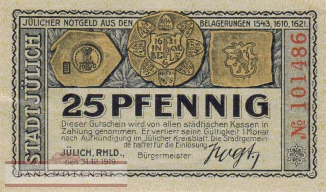 Jülich - 25  Pfennig (#VAJ010_3c_AU)